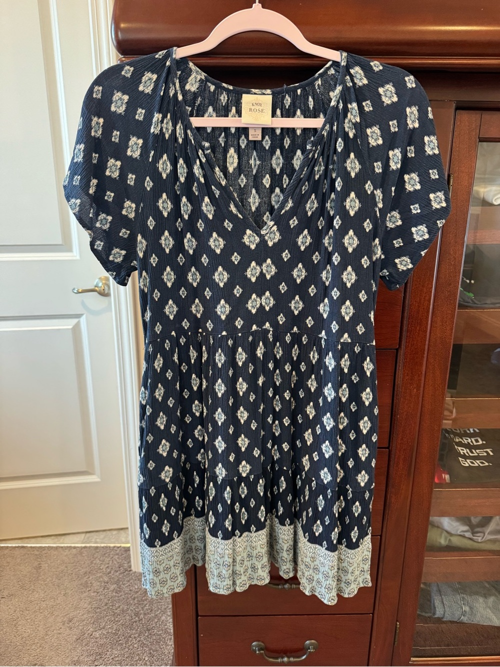 Womens Navy Pattern Dress